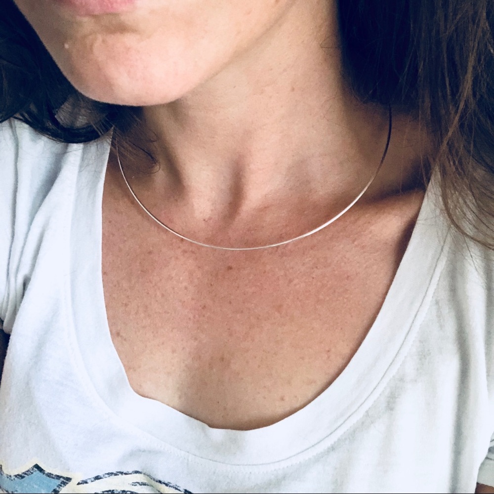 Sterling Silver wire Choker necklace Plated NEW